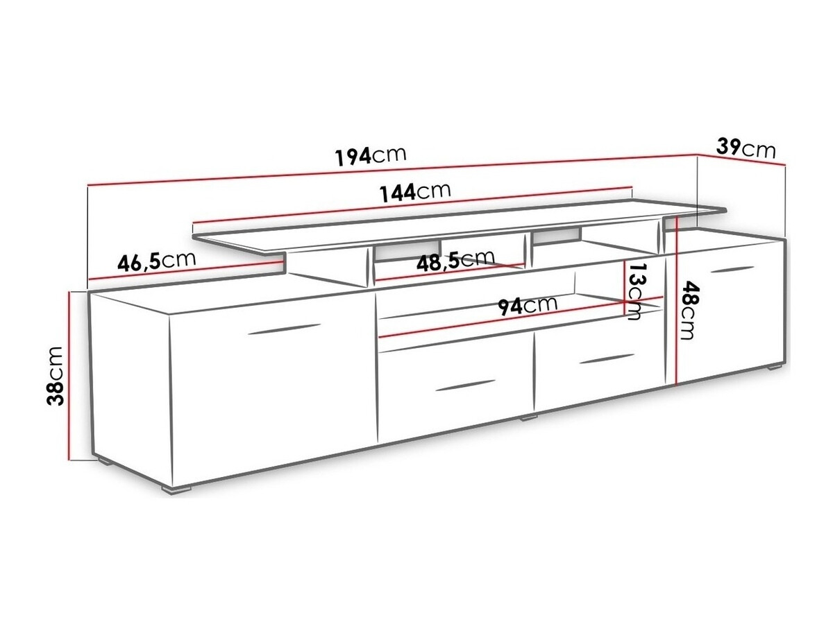 TV stand Charlotte 117 (Black + Glossy black)