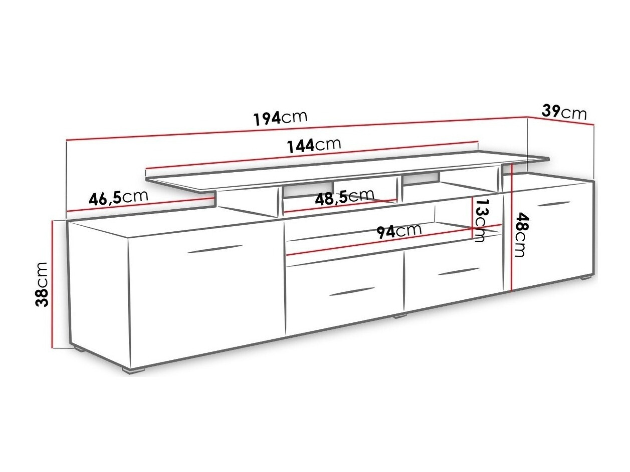 TV stand Charlotte 117 (White + Glossy white)