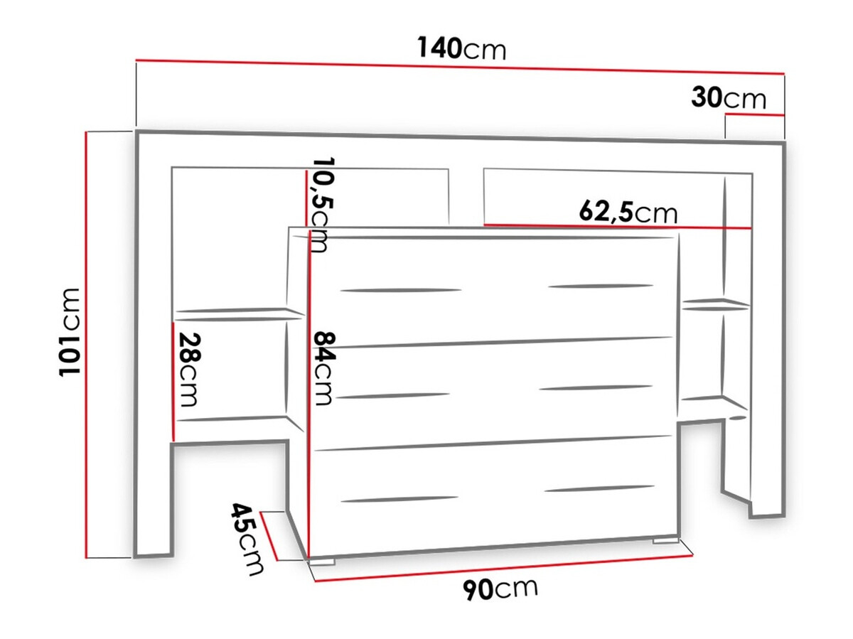 Chest of drawers Aestas I (White + Gloss grey)