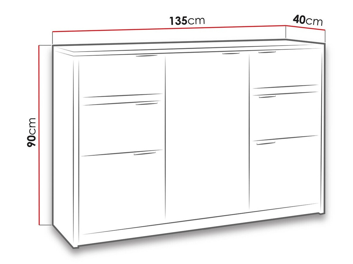 Chest of drawers Fivelbo 101 (Monastery oak + Glossy black)