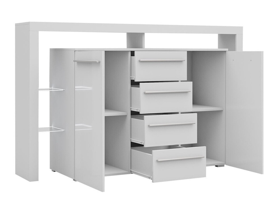 Chest of drawers Aestas (White + Glossy white)