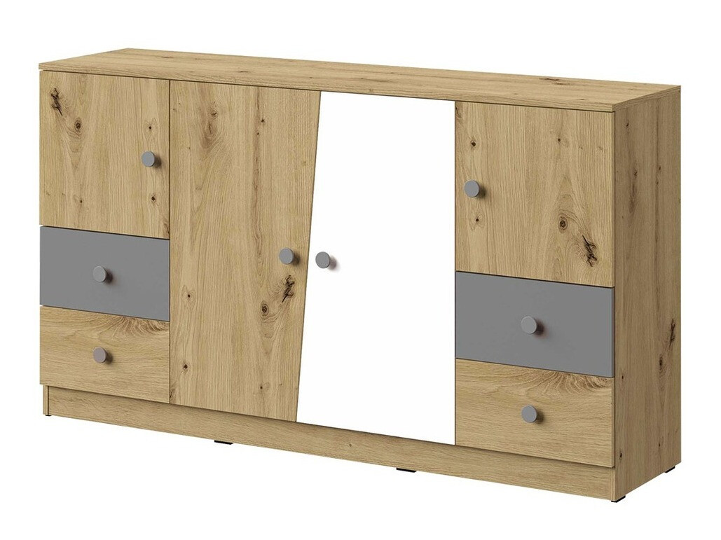 Chest of drawers Almira 105 (Artisan oak + White + Grey)