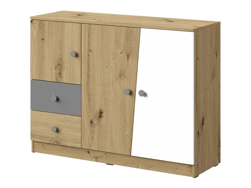 Chest of drawers Almira 106 (Artisan oak + White + Grey)