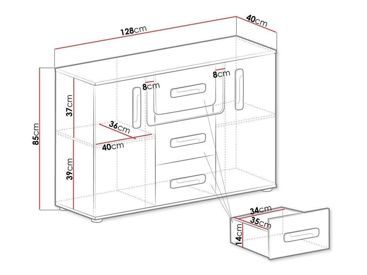 Chest of drawers Aviseve 102 (Anthracite + White)