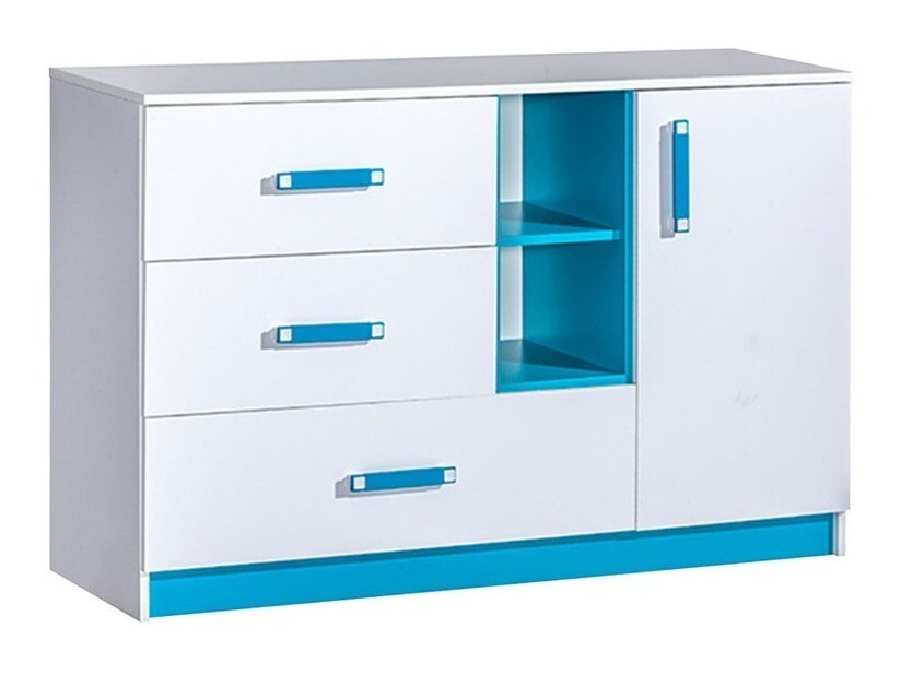 Chest of drawers Sorviru 101 (White + Turquoise)