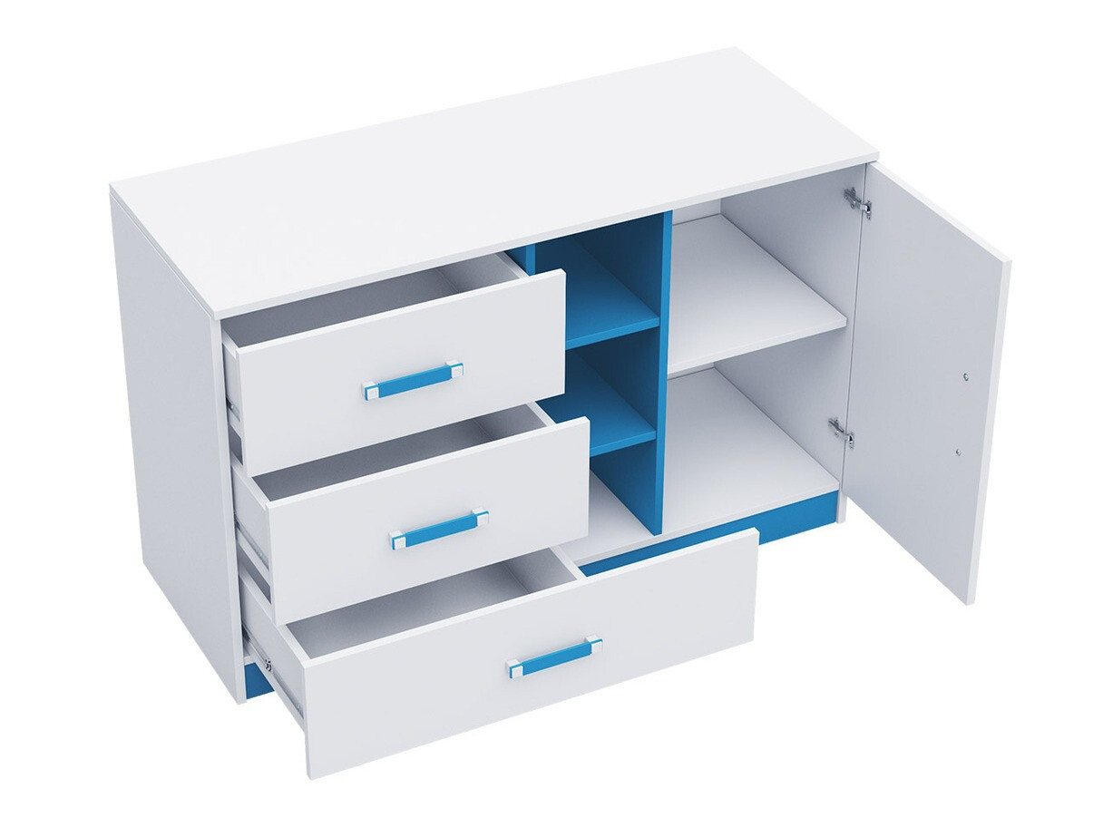 Chest of drawers Sorviru 101 (White + Turquoise)