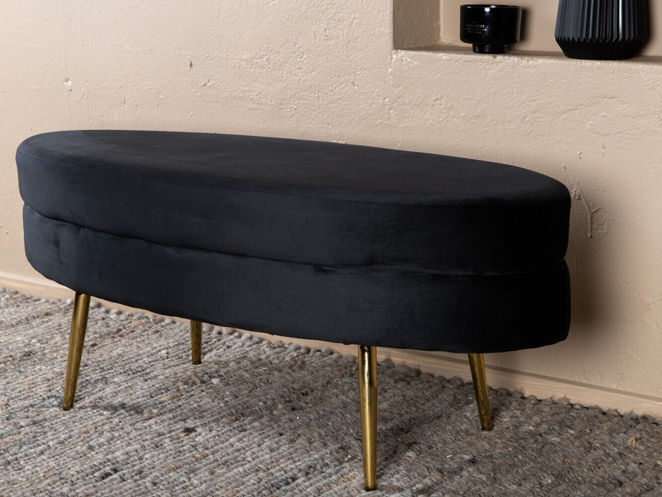 Upholstered bench Dallas 2920 (Black + Brass)