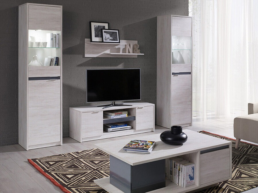 Bookcase Fivelbo 113 (Monastery oak + Glossy black)