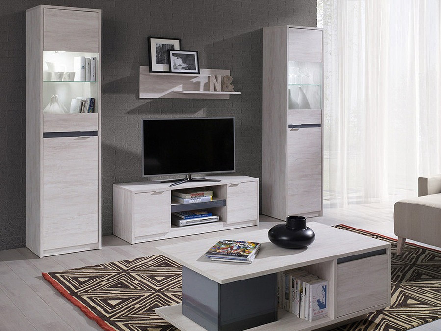 Bookcase Fivelbo 113 (Monastery oak + Glossy black)