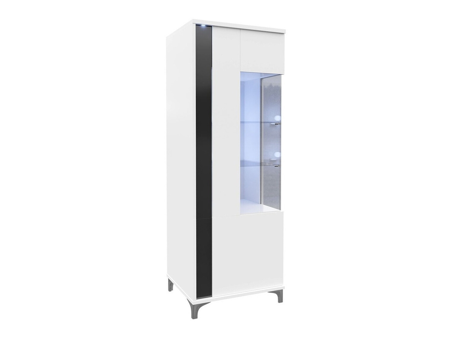 Bookcase Florem II (White + Glossy white + Glossy black)