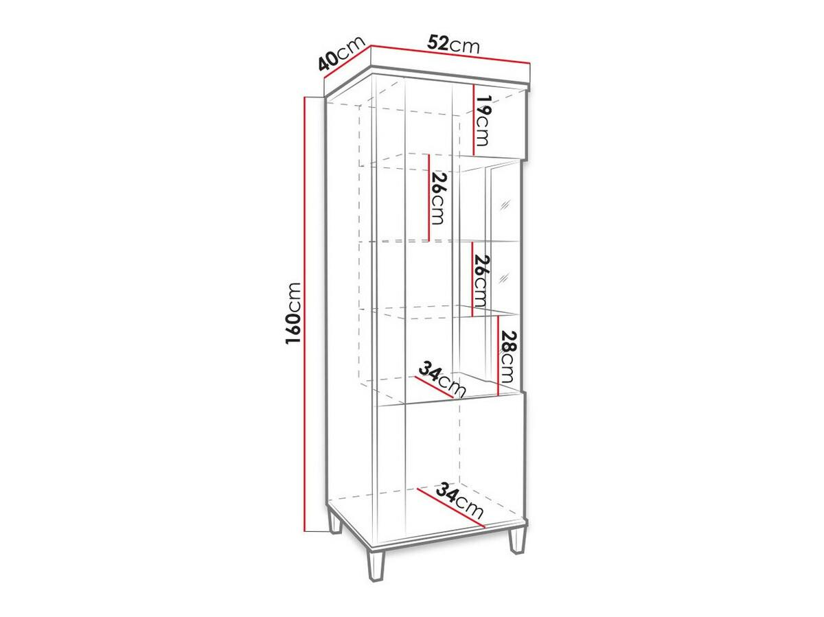 Bookcase Florem II (White + Glossy white + Light wood)