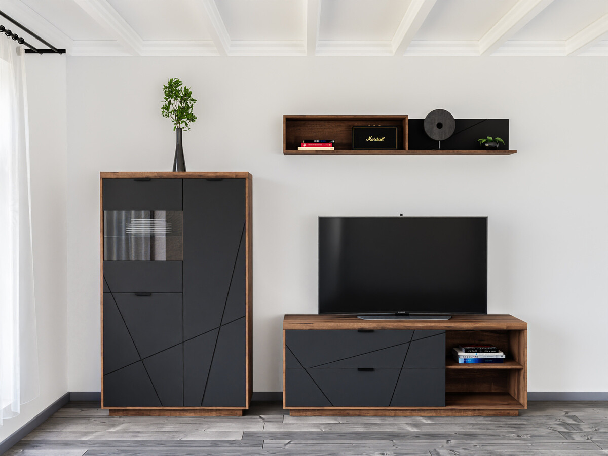 Living room set Fivale 111 (Dark Delano oak + Matte black)