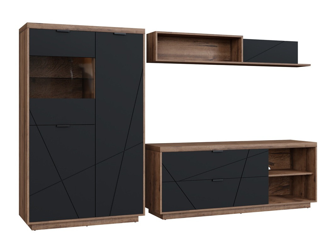 Living room set Fivale 111 (Dark Delano oak + Matte black)