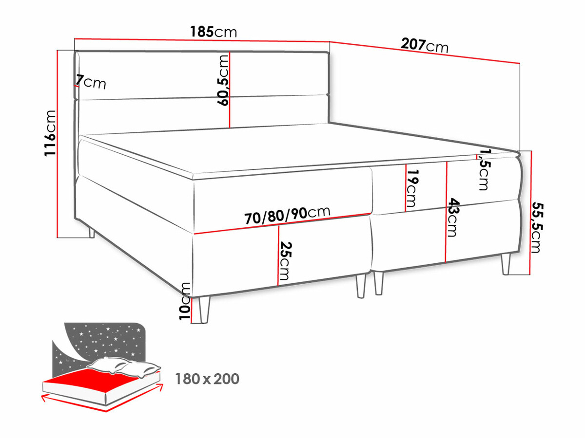 Continental bed Memphis 135 (Itaka 10)