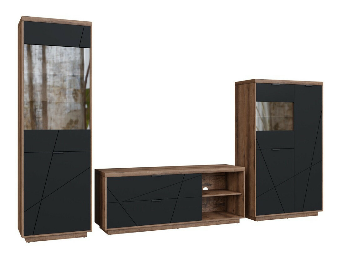 Living room set Fivale 112 (Dark Delano oak + Matte black)