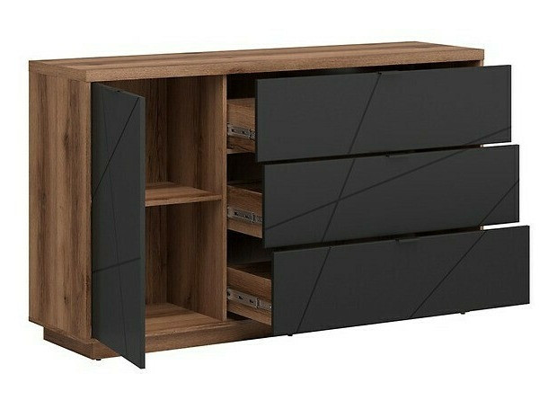 Living room set Fivale 114 (Dark Delano oak + Matte black)
