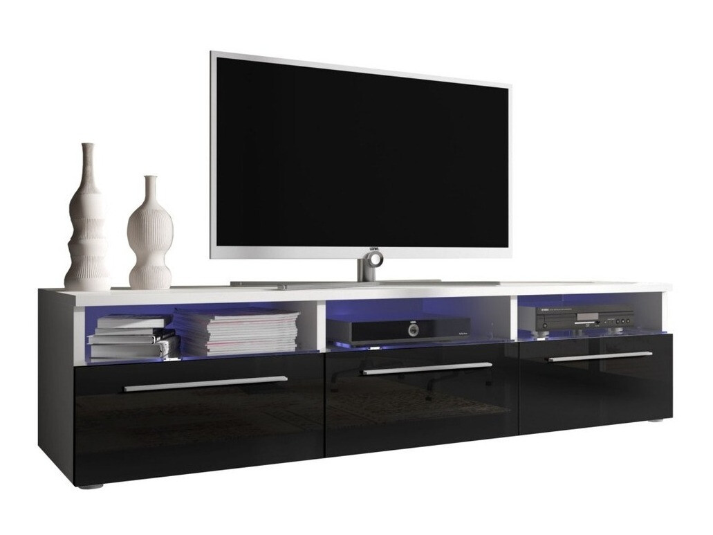TV stand Uva I (White + Glossy black)
