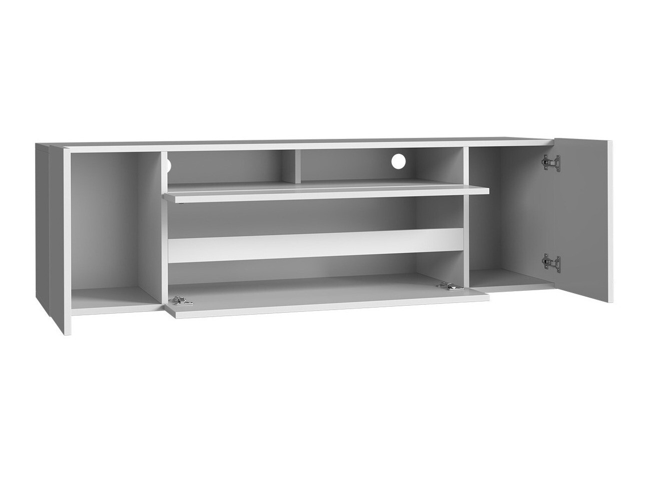 TV stand Ager (White + Glossy white)