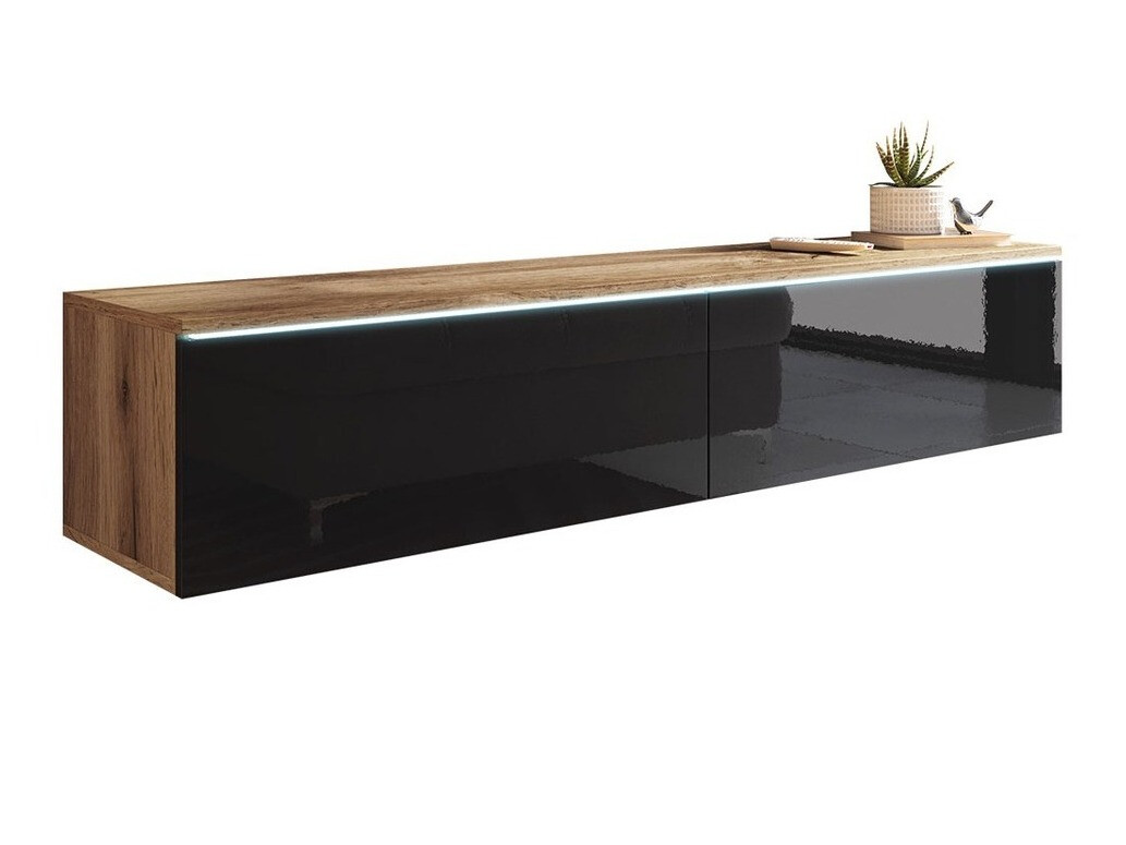 TV stand Scientia (Wotan Oak + Glossy black)