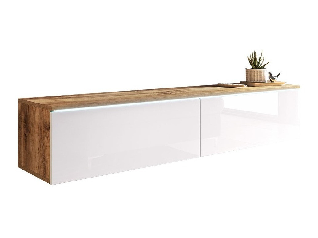 TV stand Scientia (Wotan Oak + Glossy white)