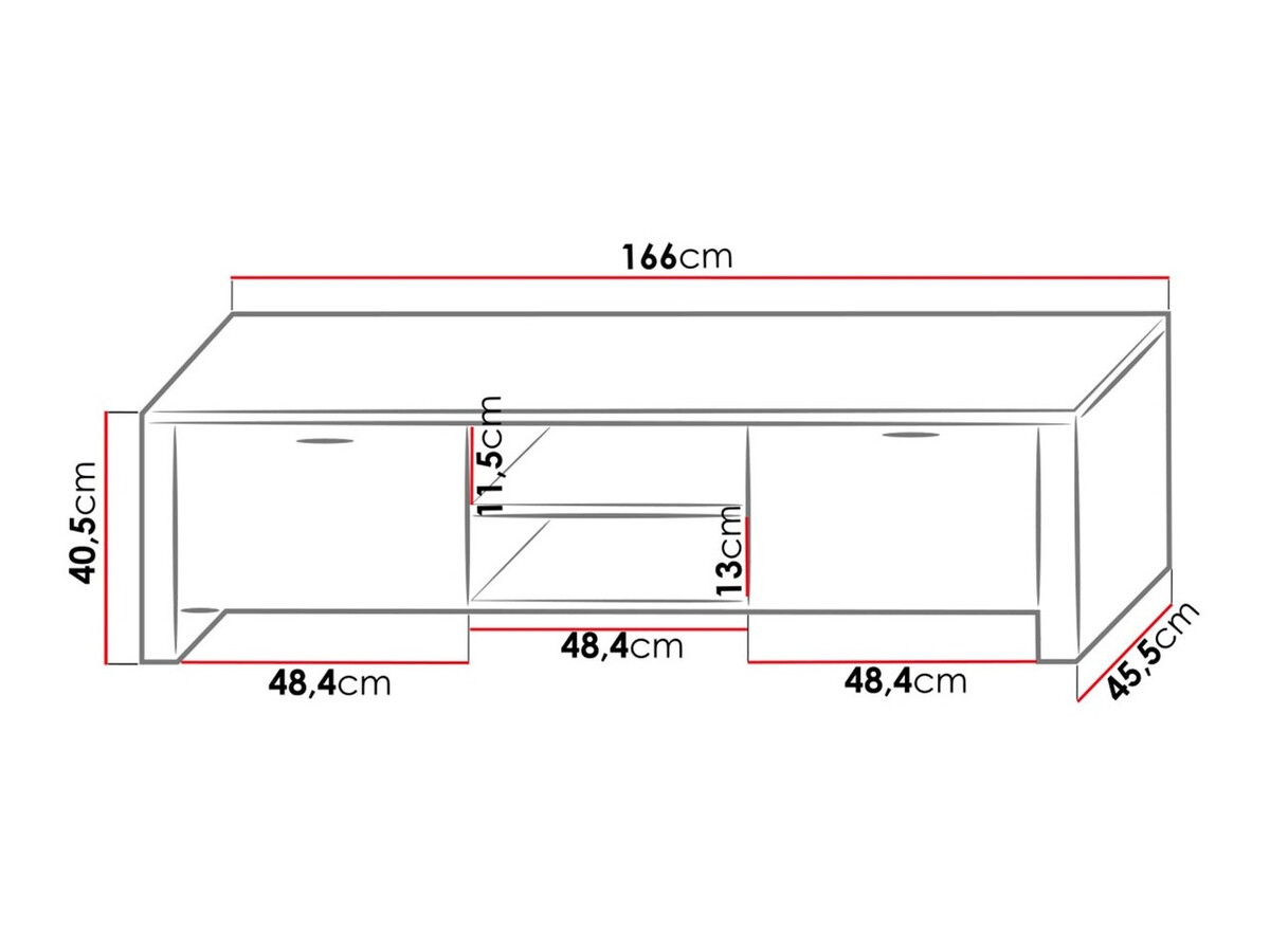 TV stand Uva II (White + Gloss grey)