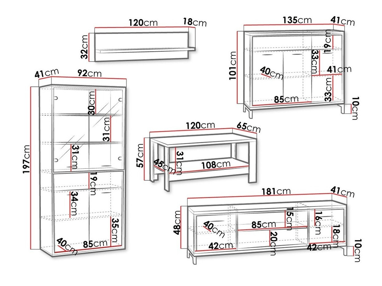 Living room set Etrmoni 118 (Light wood + Oak)