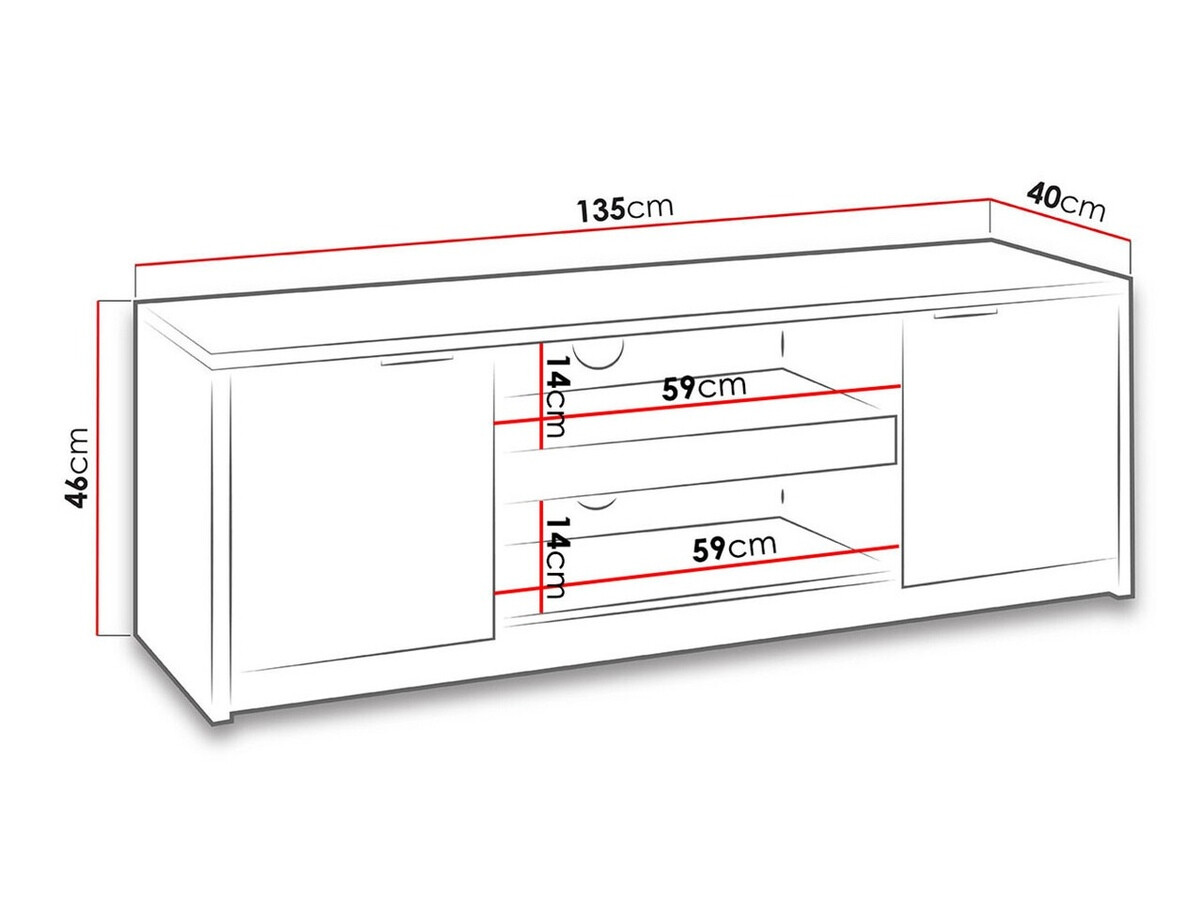 TV stand Providence 123 (Monastery oak + Glossy black)