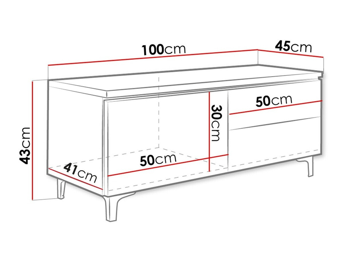 TV stand Uva III (White + Gloss grey)