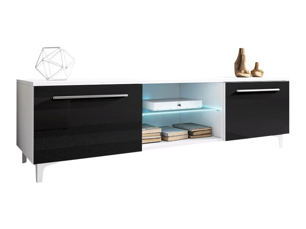 TV stand Uva V (White + Glossy black)