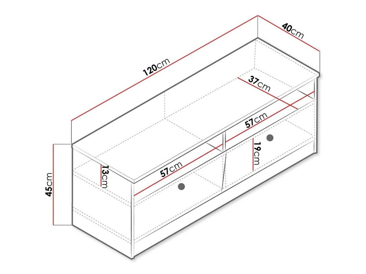 TV stand Almira 107 (Artisan oak + White + Grey)