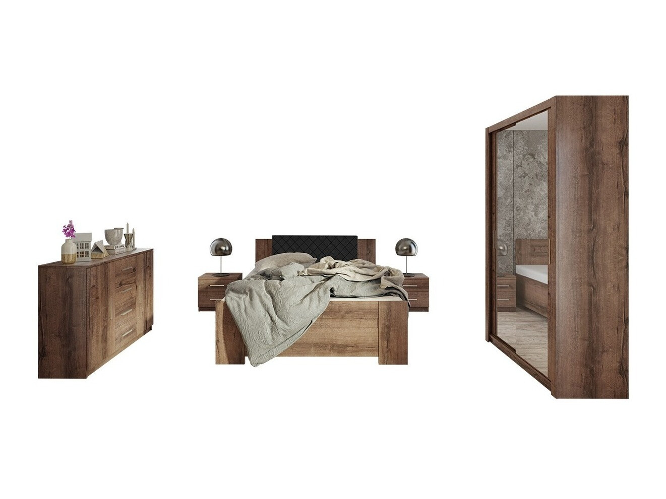 Bedroom set Catromi 112 (Monastery oak + Soft Pik 011)