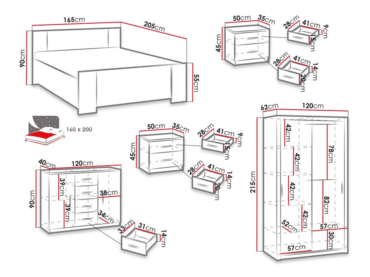 Bedroom set Catromi 112 (Monastery oak + Soft Pik 017)