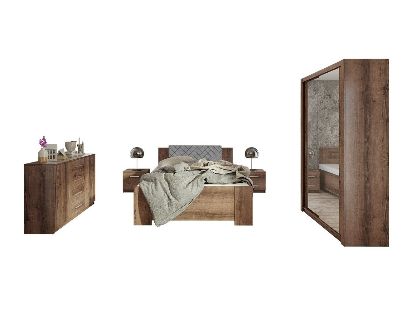 Bedroom set Catromi 112 (Monastery oak + Soft Pik 029)
