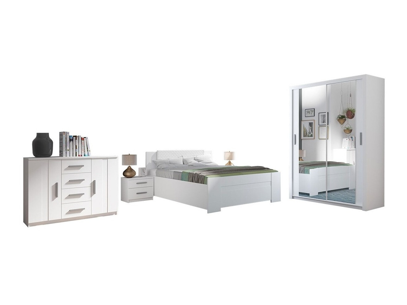 Bedroom set Catromi 113 (White + Soft Pik 017)