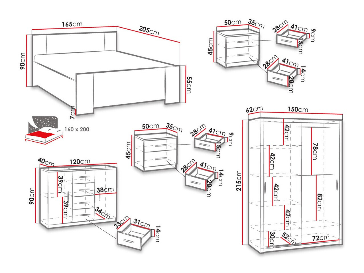 Bedroom set Catromi 113 (White)