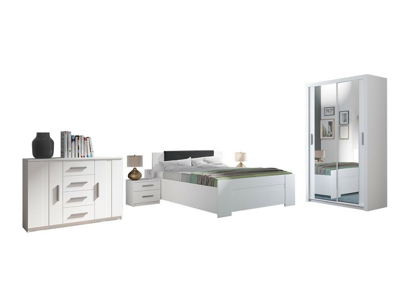 Bedroom set Catromi 112 (White + Soft Pik 011)