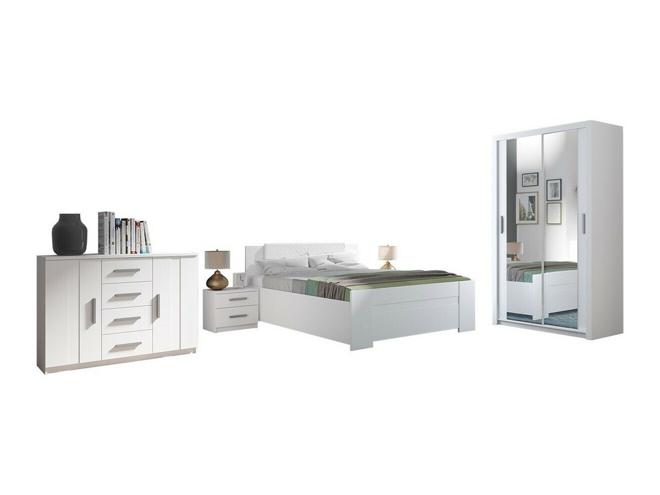 Bedroom set Catromi 112 (White + Soft Pik 017)