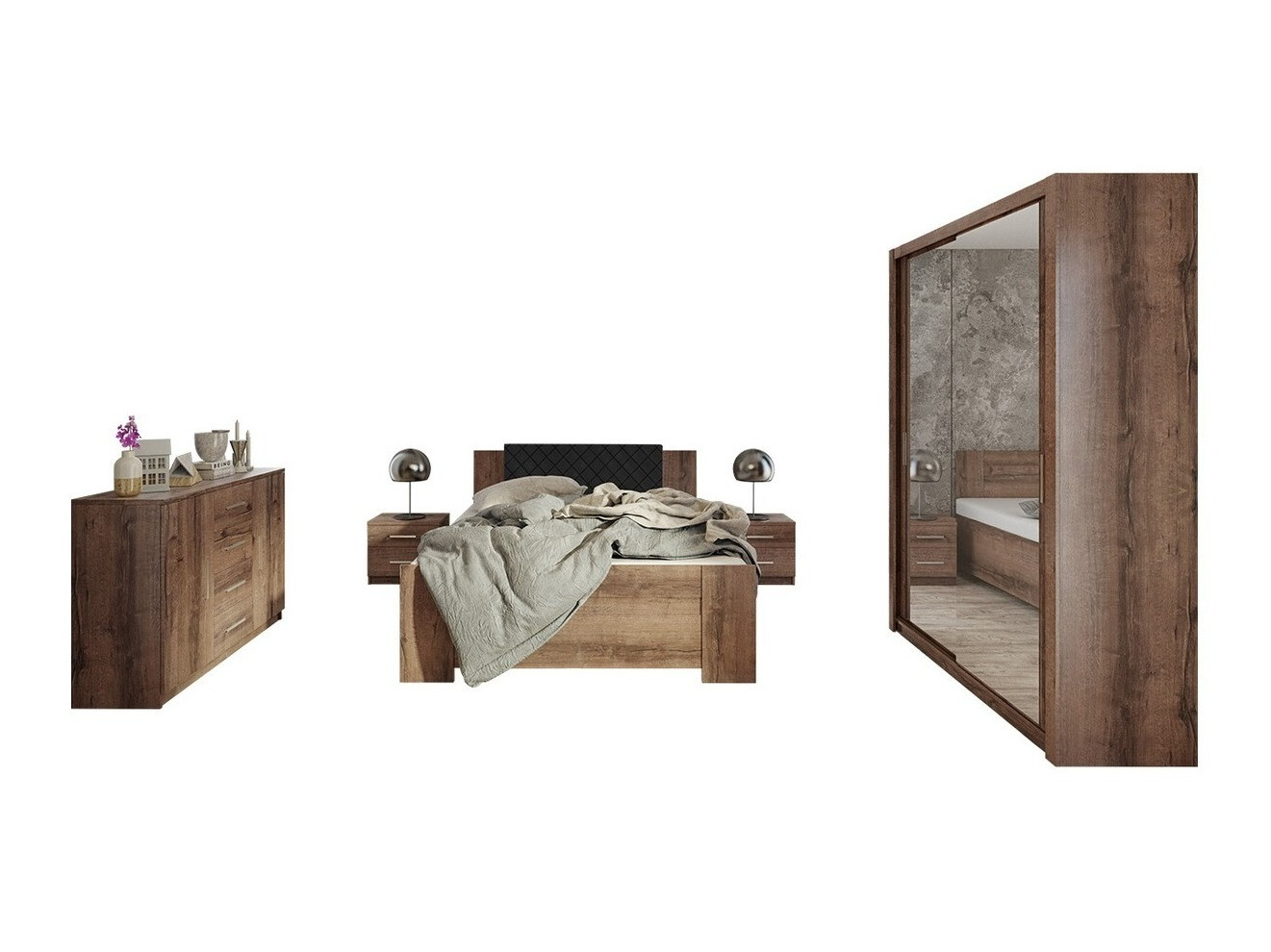 Bedroom set Catromi 113 (Monastery oak + Soft Pik 011)