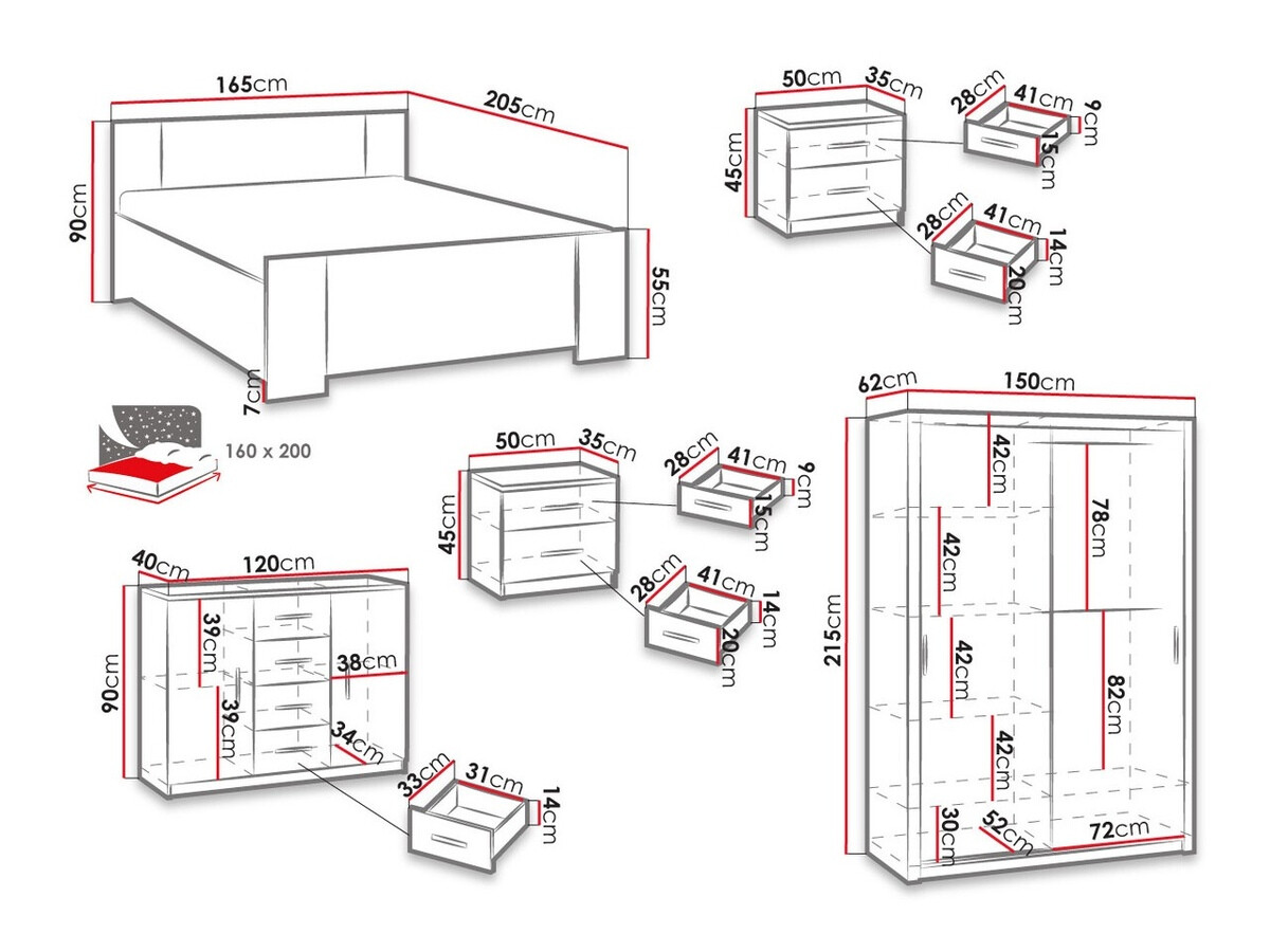 Bedroom set Catromi 113 (Monastery oak + Soft Pik 011)