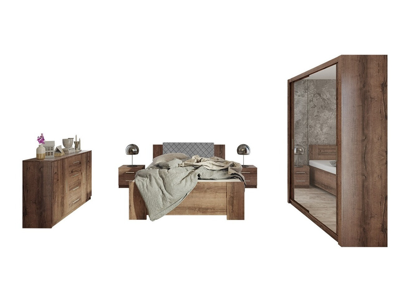 Bedroom set Catromi 113 (Monastery oak + Soft Pik 029)