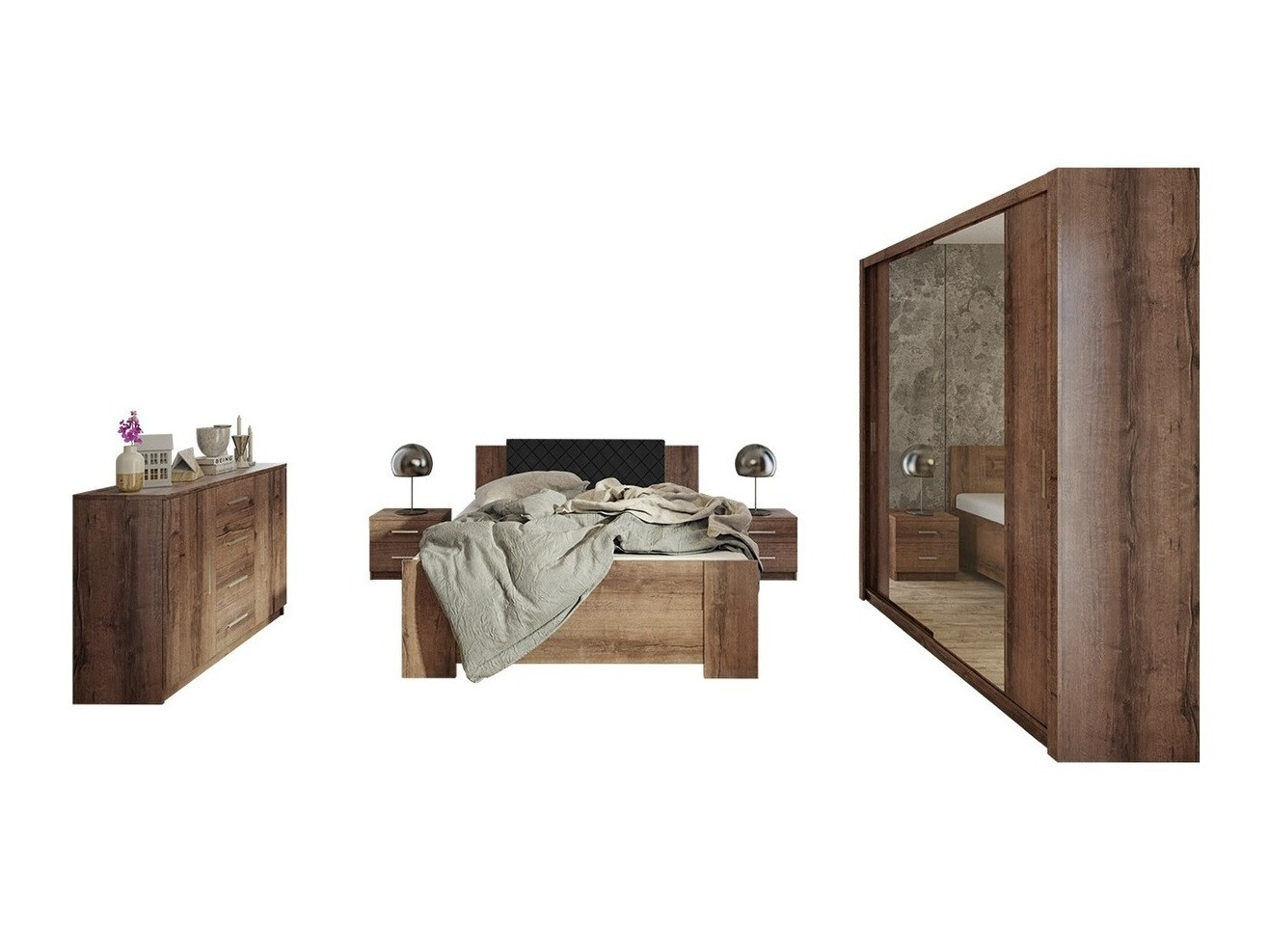 Bedroom set Catromi 114 (Monastery oak + Soft Pik 011)