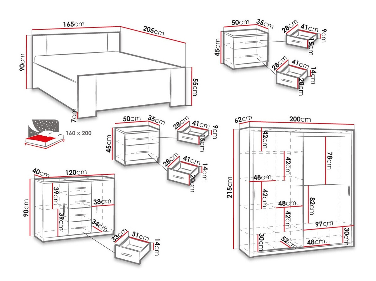 Bedroom set Catromi 114 (Monastery oak + Soft Pik 029)