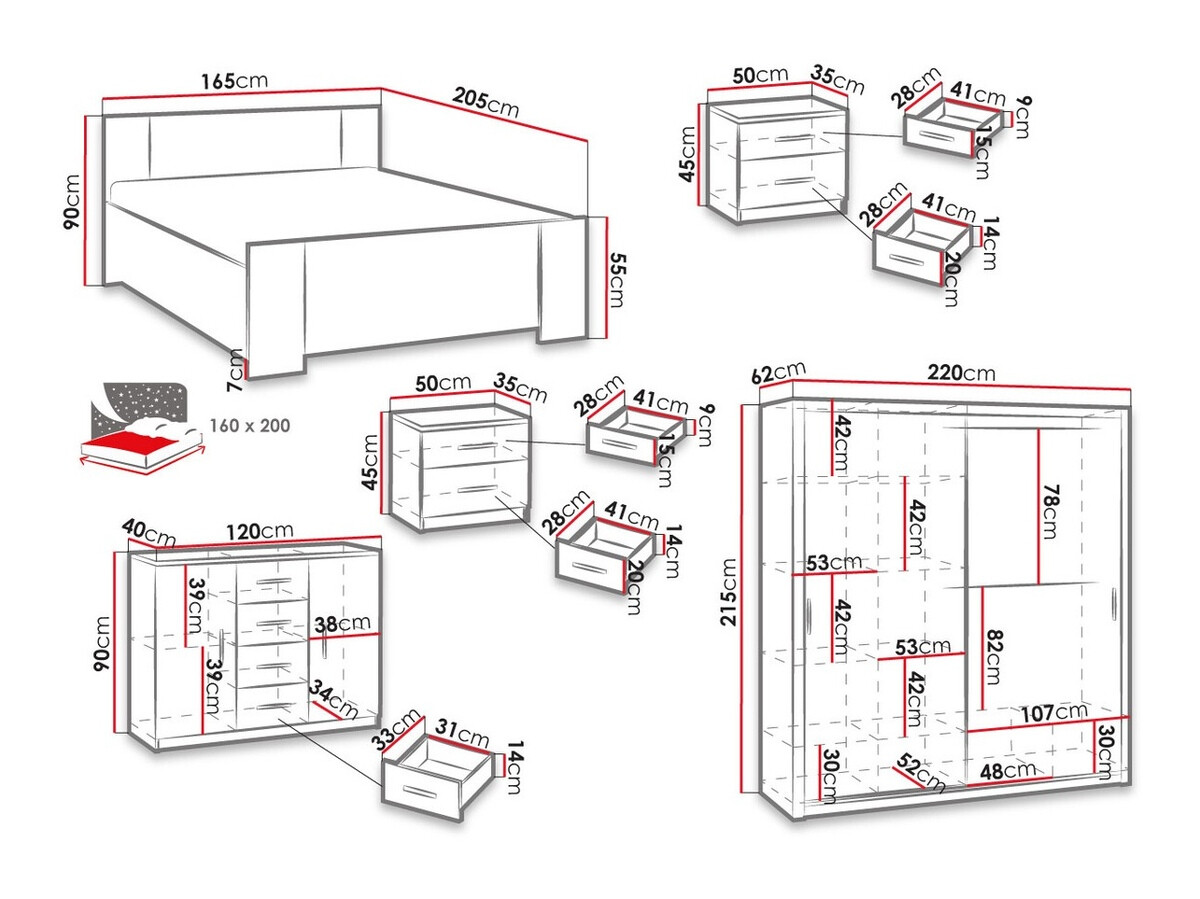 Bedroom set Catromi 115 (Monastery oak + Soft Pik 017)