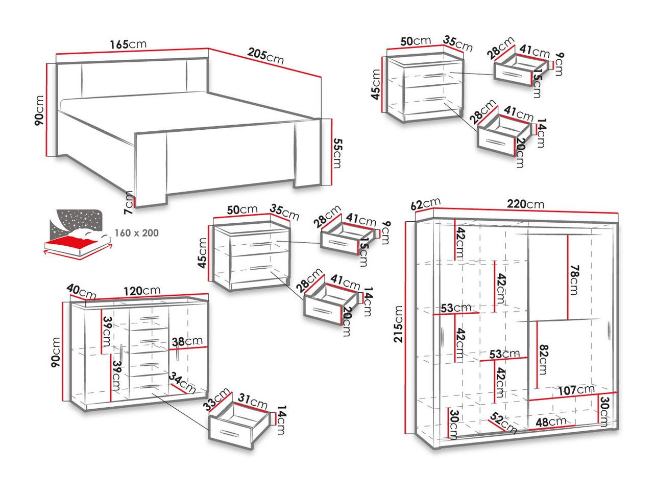 Bedroom set Catromi 115 (White)