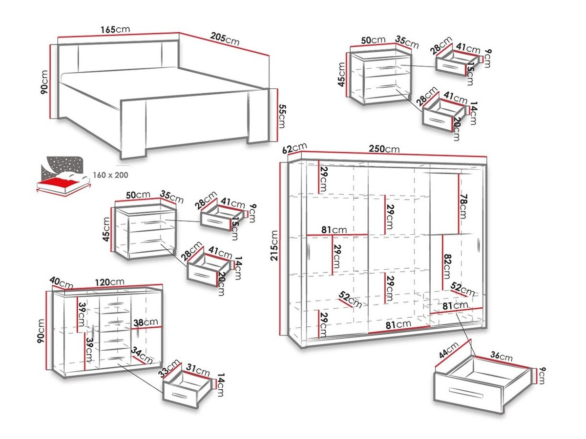Bedroom set Catromi 116 (White + Soft Pik 017)