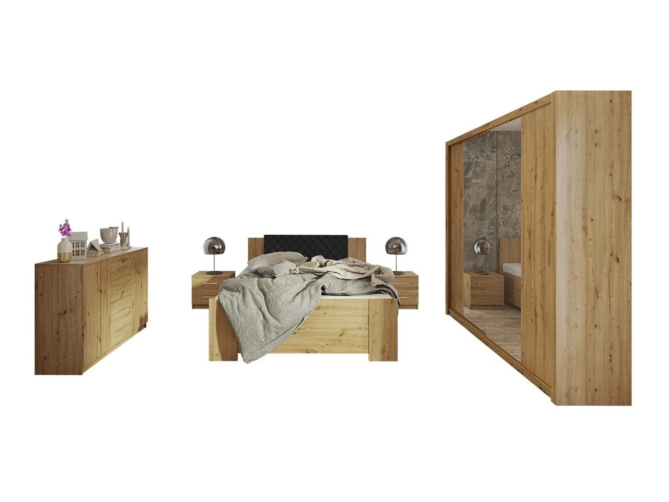 Bedroom set Catromi 115 (Artisan oak + Soft Pik 011)