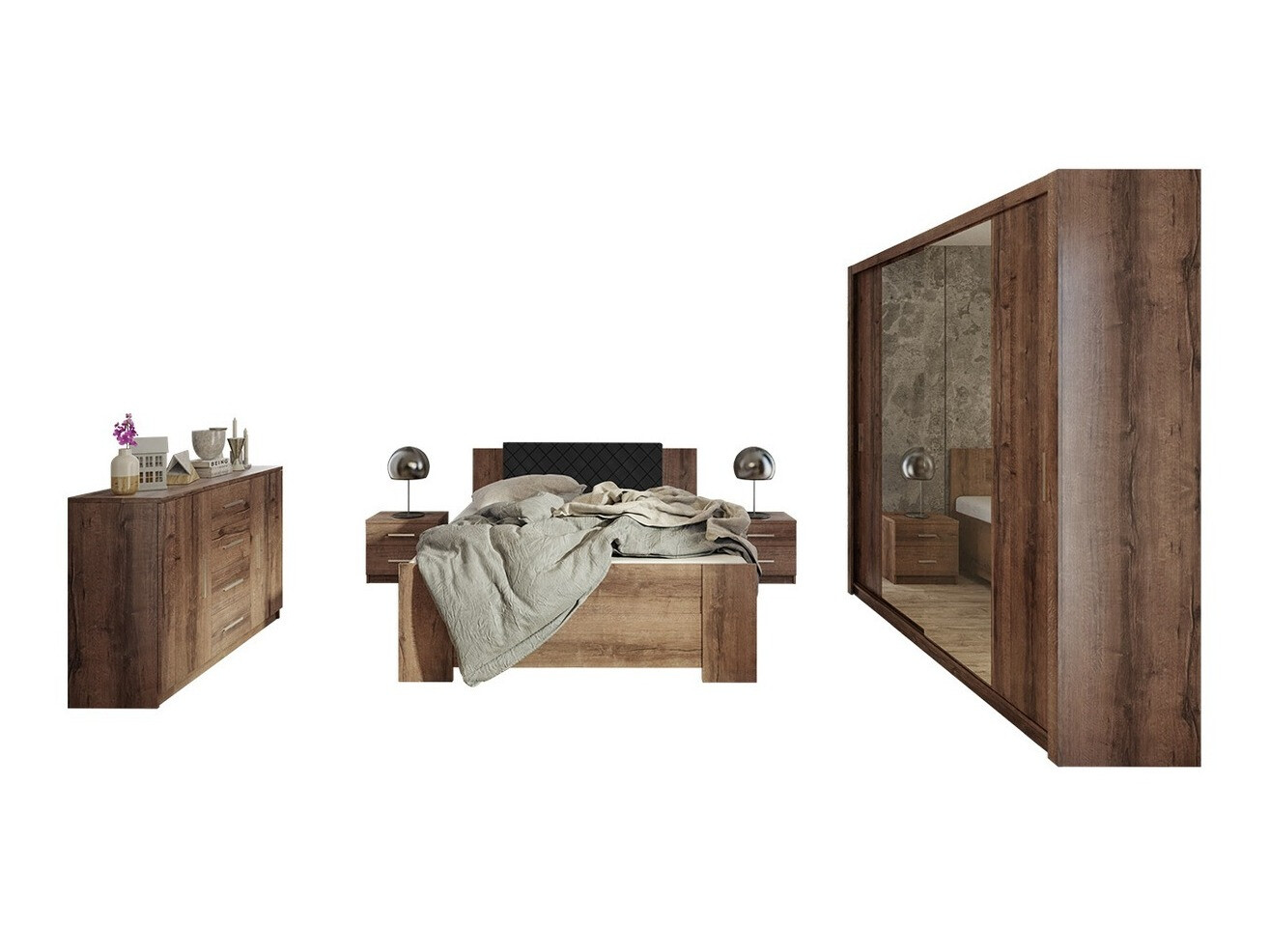 Bedroom set Catromi 115 (Monastery oak + Soft Pik 011)