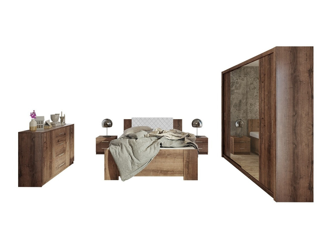 Bedroom set Catromi 115 (Monastery oak + Soft Pik 017)