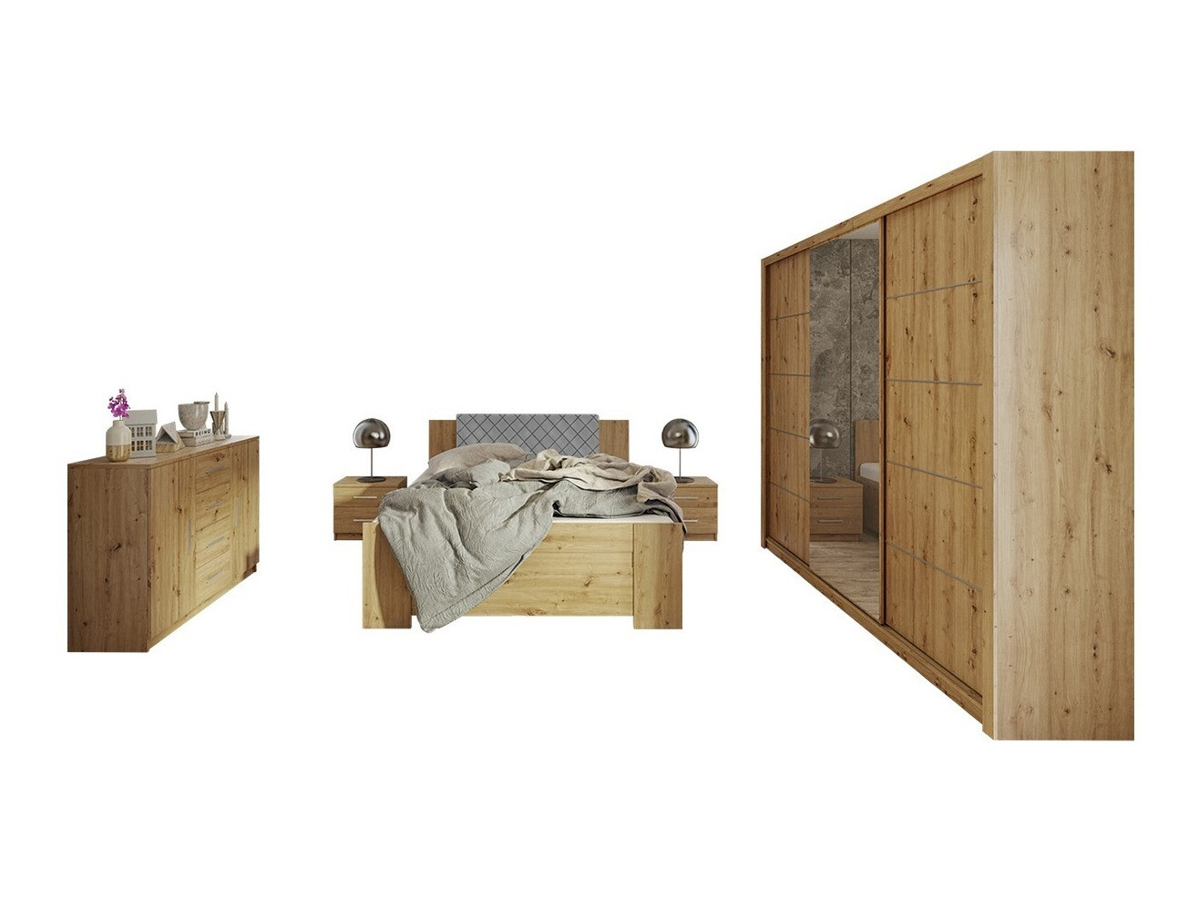 Bedroom set Catromi 116 (Artisan oak + Soft Pik 029)
