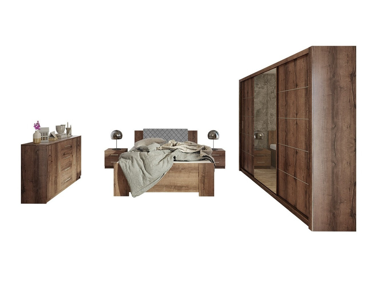 Bedroom set Catromi 116 (Monastery oak + Soft Pik 029)